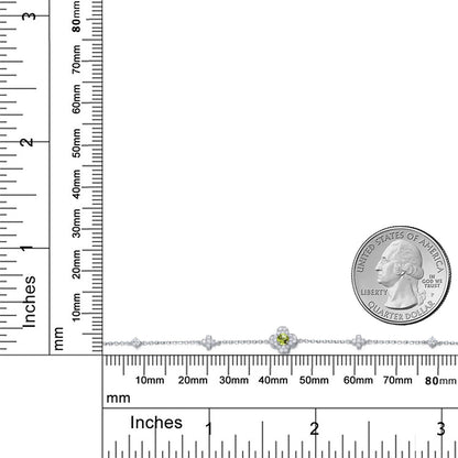 0.32カラット 天然石 ペリドット ステーションブレスレット ラボグロウンダイヤモンド 10金 ホワイトゴールド K10 8月 誕生石