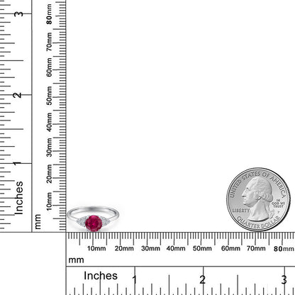 1.12カラット シンセティック ルビー リング 指輪 ラボグロウンダイヤモンド 14金 ホワイトゴールド K14 7月 誕生石