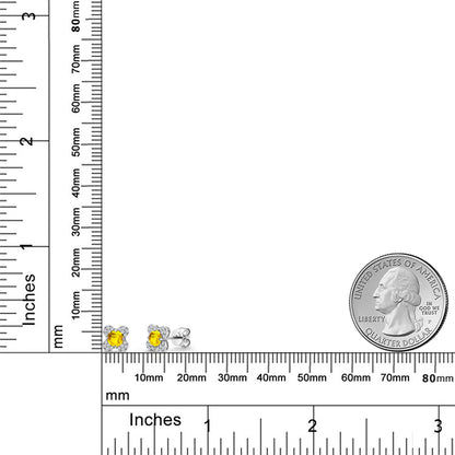 0.84カラット  天然 イエローサファイア ピアス  ラボグロウンダイヤモンド 10金 ホワイトゴールド K10  9月 誕生石