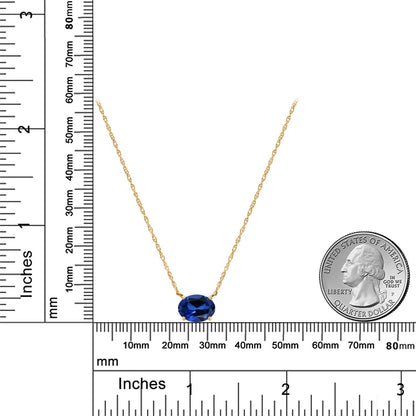 2.3カラット シンセティック サファイア ネックレス 14金 イエローゴールド K14 9月 誕生石