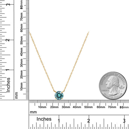 1カラット ブルー モアサナイト ネックレス 14金 イエローゴールド K14