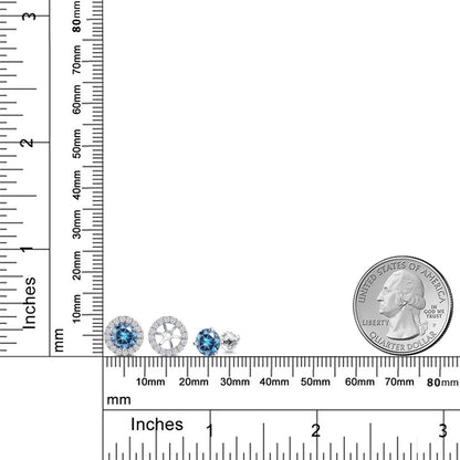 2.08カラット ブルー モアサナイト ピアス ラボグロウンダイヤモンド 14金 ホワイトゴールド K14