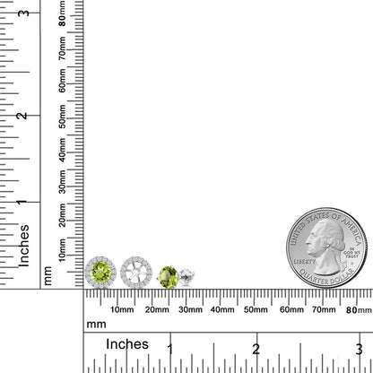 2.48カラット 天然石 ペリドット ピアス ラボグロウンダイヤモンド 14金 ホワイトゴールド K14 8月 誕生石