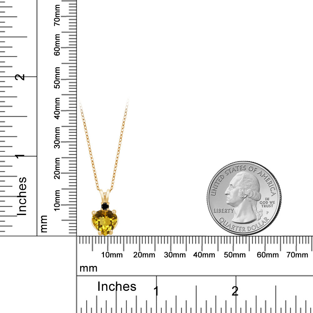 1.67カラット  天然 シトリン ネックレス  天然 ブラックダイヤモンド 14金 イエローゴールド K14  11月 誕生石