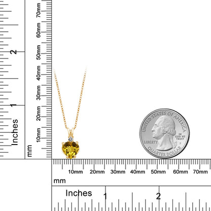 1.67カラット  天然 シトリン ネックレス  天然 ダイヤモンド 14金 イエローゴールド K14  11月 誕生石