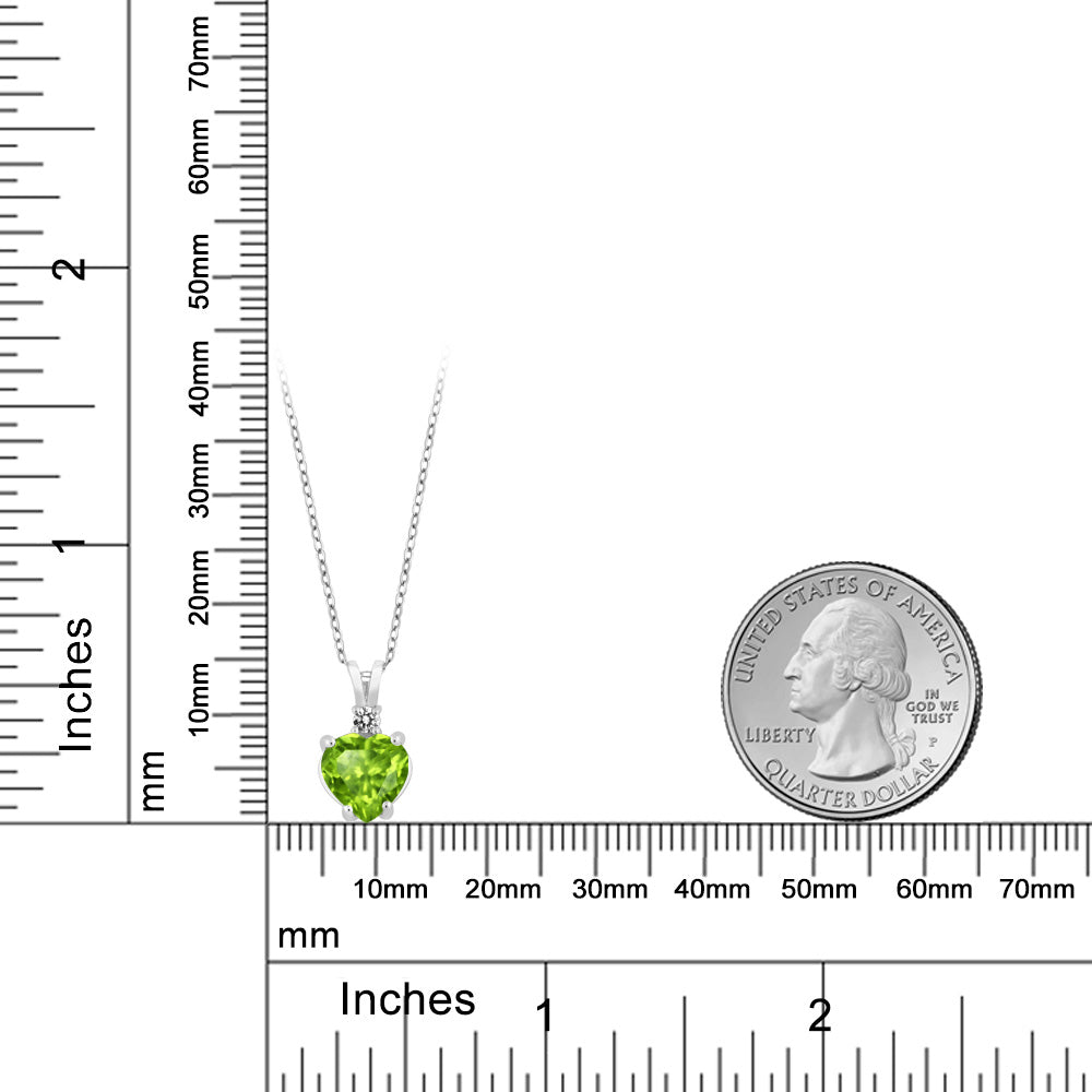 1.57カラット 天然石 ペリドット ネックレス 天然 ダイヤモンド 14金 ホワイトゴールド K14 8月 誕生石