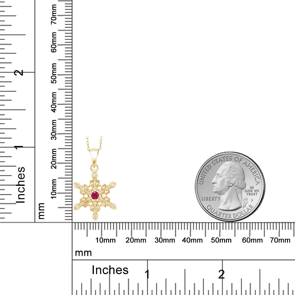 0.06カラット 天然 ルビー ネックレス 天然 ダイヤモンド シルバー925 18金 イエローゴールド 加工 7月 誕生石