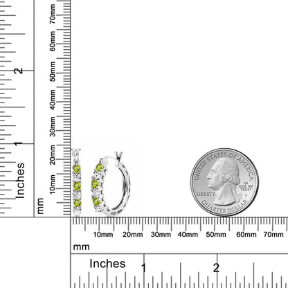 0.73カラット  天然石 ペリドット フープピアス  ラボグロウンダイヤモンド シルバー925  8月 誕生石