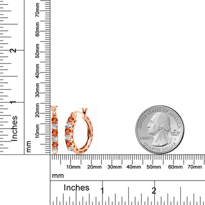 0.98カラット 天然 オレンジサファイア フープピアス ラボグロウンダイヤモンド シルバー925 18金 ピンクゴールド 加工 9月 誕生石