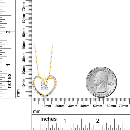 0.5カラット ラボグロウンダイヤモンド オープンハート ネックレス シルバー925 18金 イエローゴールド 加工 E - F カラー VVS - VS クラリティ