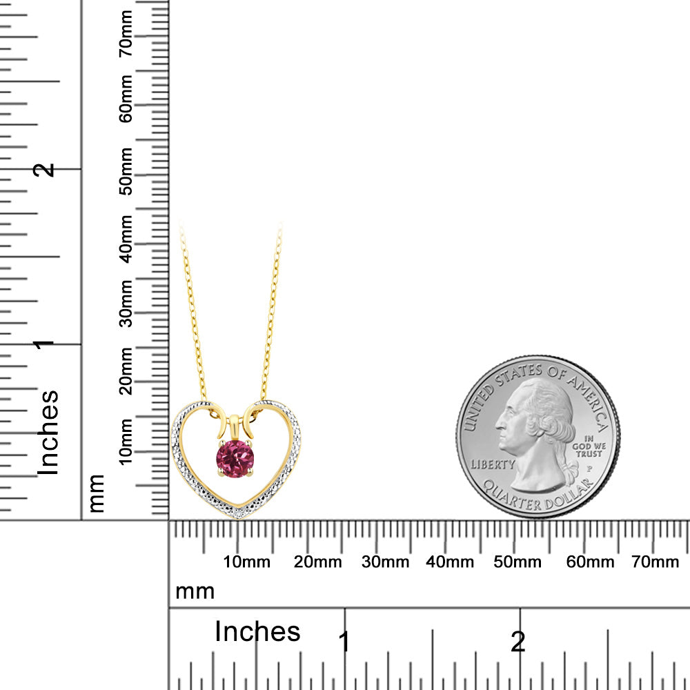 0.52カラット 天然 ピンクトルマリン オープンハート ネックレス シルバー925 18金 イエローゴールド 加工 10月 誕生石