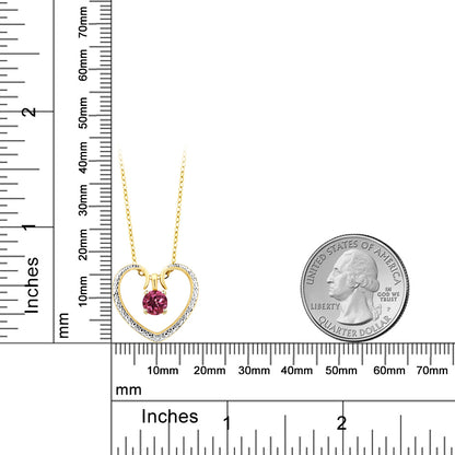 0.52カラット 天然 ピンクトルマリン オープンハート ネックレス シルバー925 18金 イエローゴールド 加工 10月 誕生石