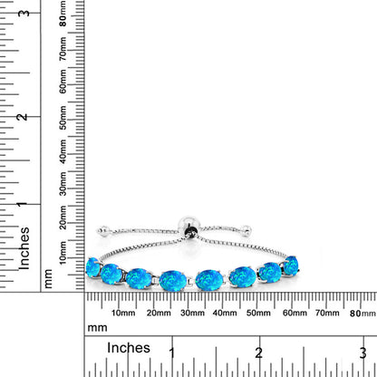 8.48カラット シミュレイテッド ブルーオパール ブレスレット シルバー925 10月 誕生石