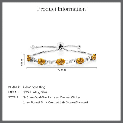3.5カラット 天然 シトリン ブレスレット ラボグロウンダイヤモンド シルバー925 11月 誕生石