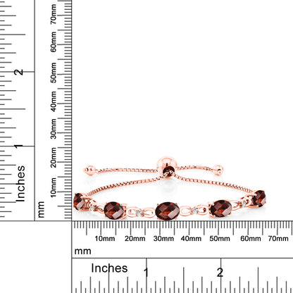 5.02カラット  天然 ガーネット ブレスレット  ラボグロウンダイヤモンド シルバー925 18金 ピンクゴールド 加工  1月 誕生石