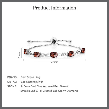 5.02カラット  天然 ガーネット ブレスレット  ラボグロウンダイヤモンド シルバー925  1月 誕生石