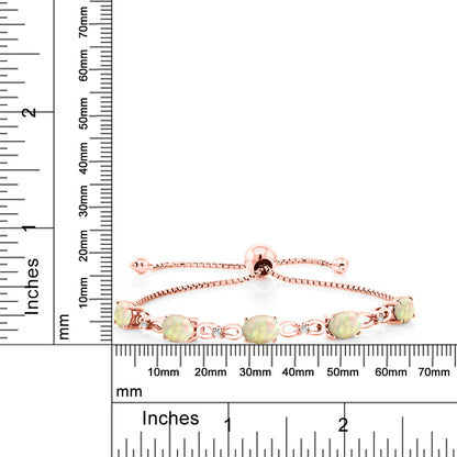 2.57カラット  天然 エチオピアンオパール ブレスレット  ラボグロウンダイヤモンド シルバー925 18金 ピンクゴールド 加工  10月 誕生石