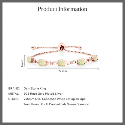 2.57カラット  天然 エチオピアンオパール ブレスレット  ラボグロウンダイヤモンド シルバー925 18金 ピンクゴールド 加工  10月 誕生石
