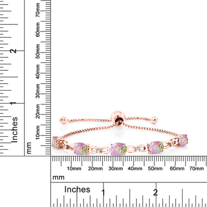3.17カラット  シミュレイテッド ピンクオパール ブレスレット  ラボグロウンダイヤモンド シルバー925 18金 ピンクゴールド 加工  10月 誕生石