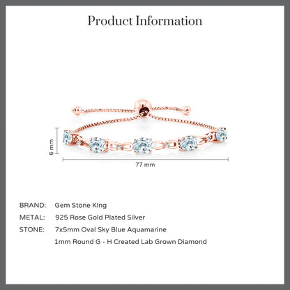 3.77カラット  天然 アクアマリン ブレスレット  ラボグロウンダイヤモンド シルバー925 18金 ピンクゴールド 加工  3月 誕生石