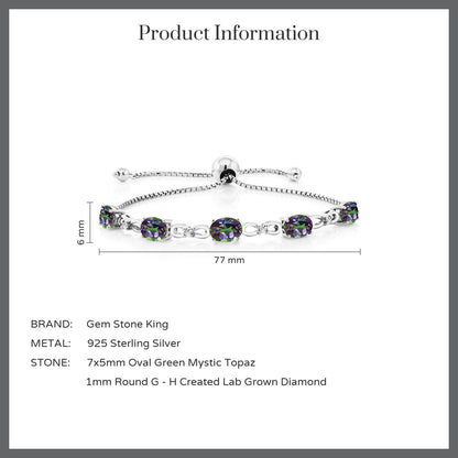 4カラット  天然石 ミスティックトパーズ  ブレスレット  ラボグロウンダイヤモンド シルバー925  11月 誕生石