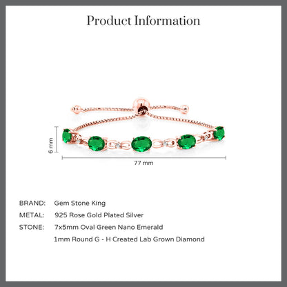 3.02カラット  ナノエメラルド ブレスレット  ラボグロウンダイヤモンド シルバー925 18金 ピンクゴールド 加工  5月 誕生石