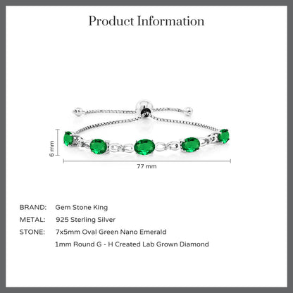 3.02カラット  ナノエメラルド ブレスレット  ラボグロウンダイヤモンド シルバー925  5月 誕生石