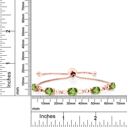 4.52カラット  天然石 ペリドット ブレスレット  ラボグロウンダイヤモンド シルバー925 18金 ピンクゴールド 加工  8月 誕生石