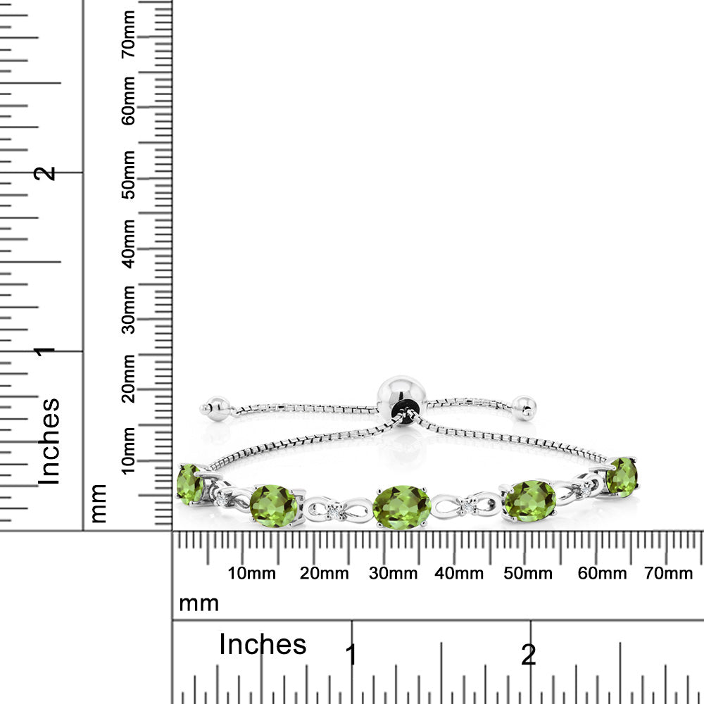 4.52カラット 天然石 ペリドット ブレスレット ラボグロウンダイヤモンド シルバー925 8月 誕生石