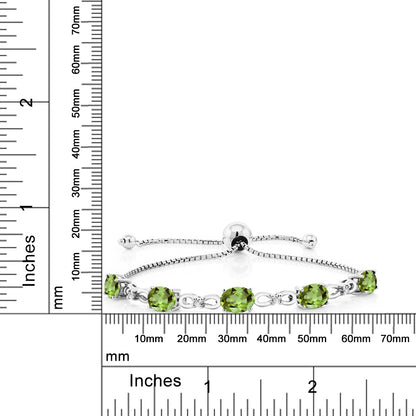 4.52カラット 天然石 ペリドット ブレスレット ラボグロウンダイヤモンド シルバー925 8月 誕生石