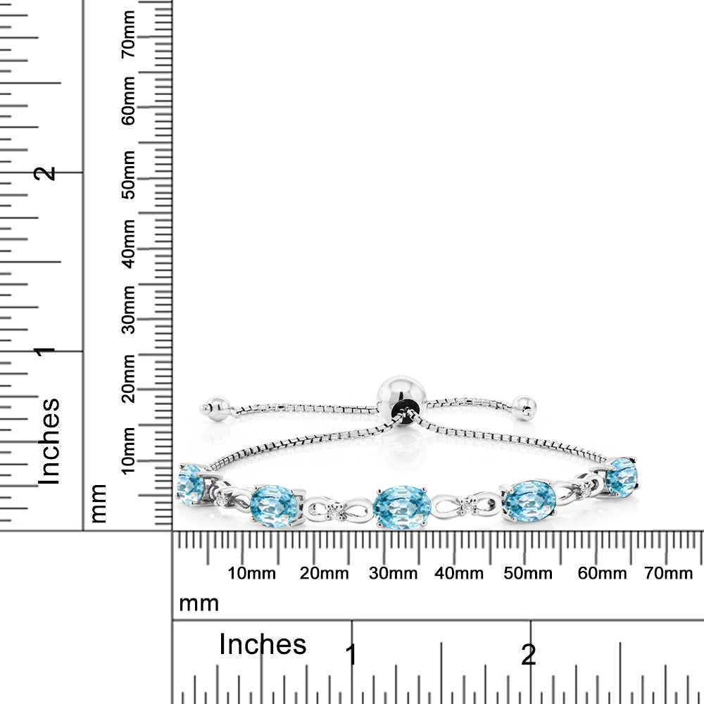 6.25カラット  天然石 ブルージルコン ブレスレット  ラボグロウンダイヤモンド シルバー925
