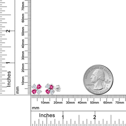 2.95カラット モアサナイト クローバー ピアス シンセティック ピンクサファイア シルバー925