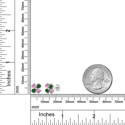 2.63カラット ピンク モアサナイト クローバー ピアス ナノエメラルド シルバー925