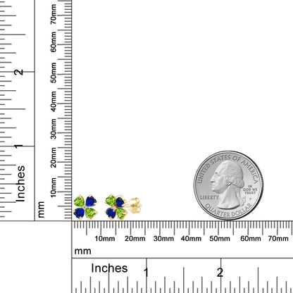 3.15カラット 天然石 ペリドット クローバー ピアス シンセティック サファイア シルバー925 18金 イエローゴールド 加工 8月 誕生石