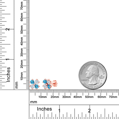 2.27カラット 天然 スイスブルートパーズ クローバー ピアス モアサナイト シルバー925 18金 ピンクゴールド 加工 11月 誕生石
