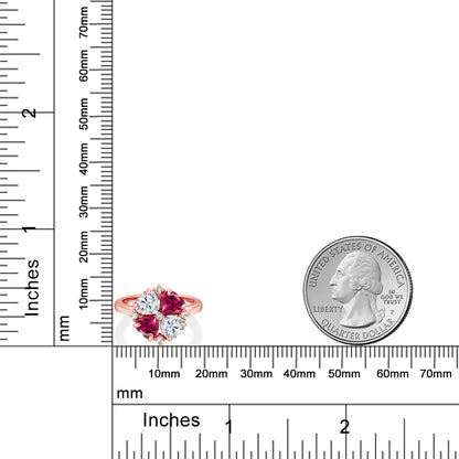 2.28カラット モアサナイト クローバー リング Charles & Colvard シンセティック ルビー シルバー925 18金 ピンクゴールド 加工