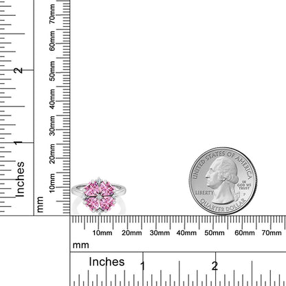 2.08カラット  ピンク モアサナイト クローバー リング   シルバー925