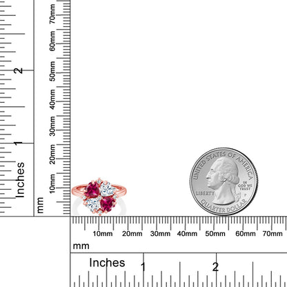 2.12カラット シンセティック ルビー クローバー リング モアサナイト シルバー925 18金 ピンクゴールド 加工 7月 誕生石
