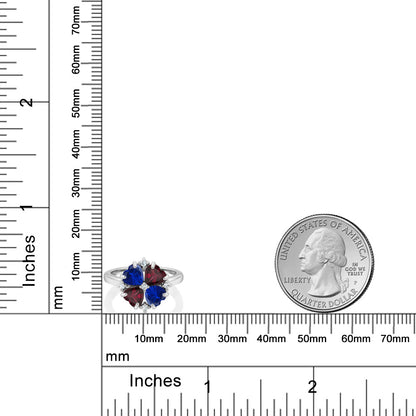 2.4カラット  シンセティック サファイア クローバー リング  天然 ロードライトガーネット シルバー925  9月 誕生石