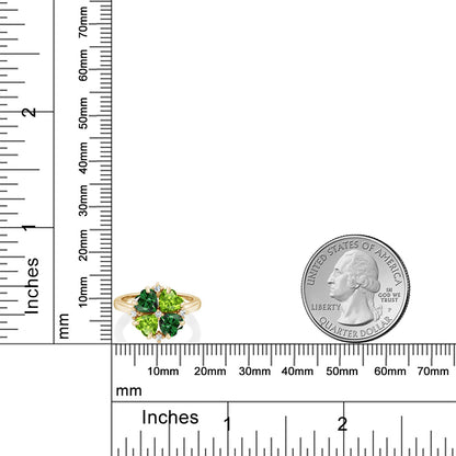2.08カラット ナノエメラルド クローバー リング 天然石 ペリドット シルバー925 18金 イエローゴールド 加工 5月 誕生石