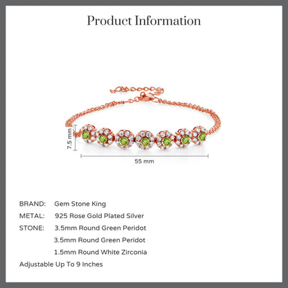 2.29カラット  天然石 ペリドット ブレスレット   シルバー925 18金 ピンクゴールド 加工  8月 誕生石