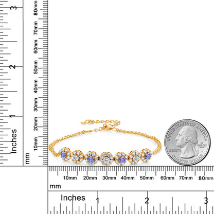 2.21カラット 天然石 タンザナイト ブレスレット 天然 トパーズ シルバー925 18金 イエローゴールド 加工 12月 誕生石
