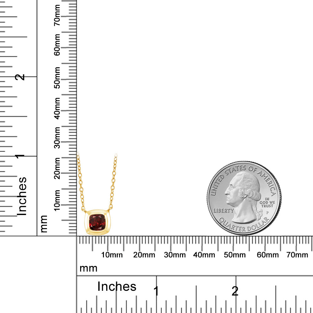 0.73カラット 天然 ガーネット ネックレス シルバー925 18金 イエローゴールド 加工 1月 誕生石