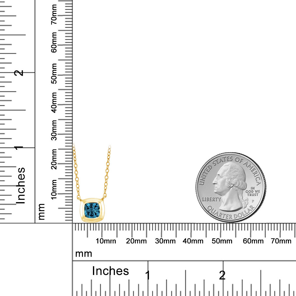 0.65カラット 天然 ロンドンブルートパーズ ネックレス シルバー925 18金 イエローゴールド 加工 11月 誕生石