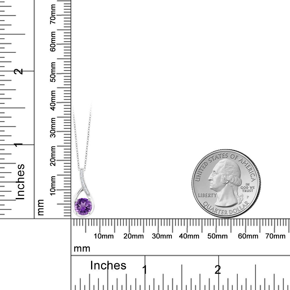 0.77カラット 天然 アメジスト ネックレス 天然 ダイヤモンド シルバー925 2月 誕生石
