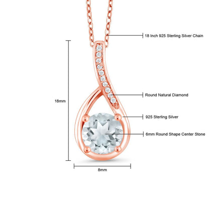 0.82カラット 天然 アクアマリン ネックレス 天然 ダイヤモンド シルバー 3月 誕生石