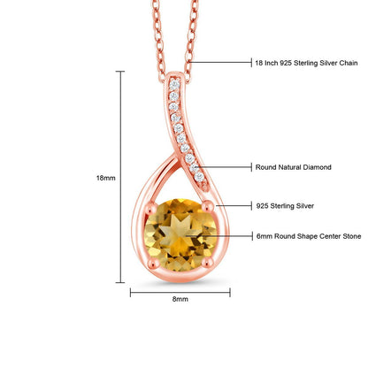 0.77カラット  天然 シトリン ネックレス  天然 ダイヤモンド シルバー   11月 誕生石