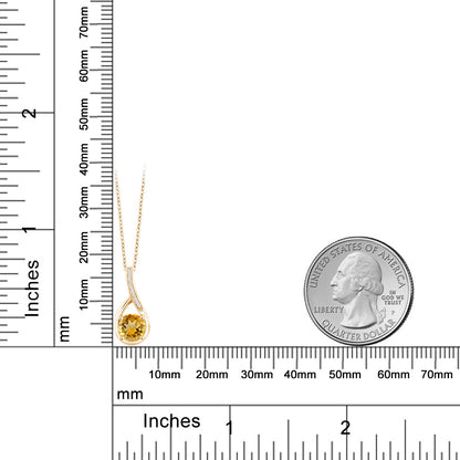 0.77カラット  天然 シトリン ネックレス  天然 ダイヤモンド シルバー イエローゴールドコーティング  11月 誕生石