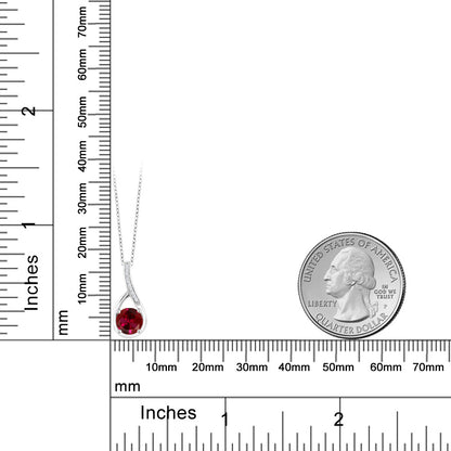 1.07カラット  シンセティック ルビー ネックレス  天然 ダイヤモンド シルバー925  7月 誕生石