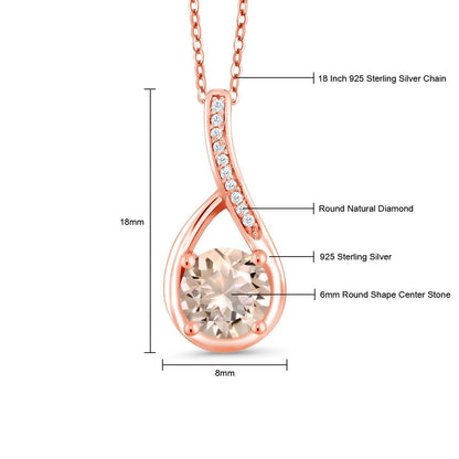 0.67カラット 天然 モルガナイト ネックレス 天然 ダイヤモンド シルバー 4月 誕生石